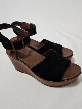 Kork Ease Kiern Classic Brown Leather Platform Wedge Strappy Sandal Sz 9M *Read*